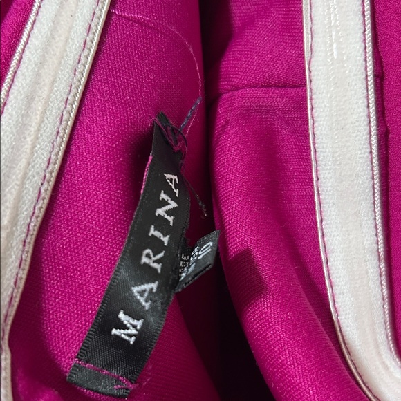 MARINA Fuchsia Draped off the shoulder Wide-Leg Jumpsuit - Picture 2 of 6